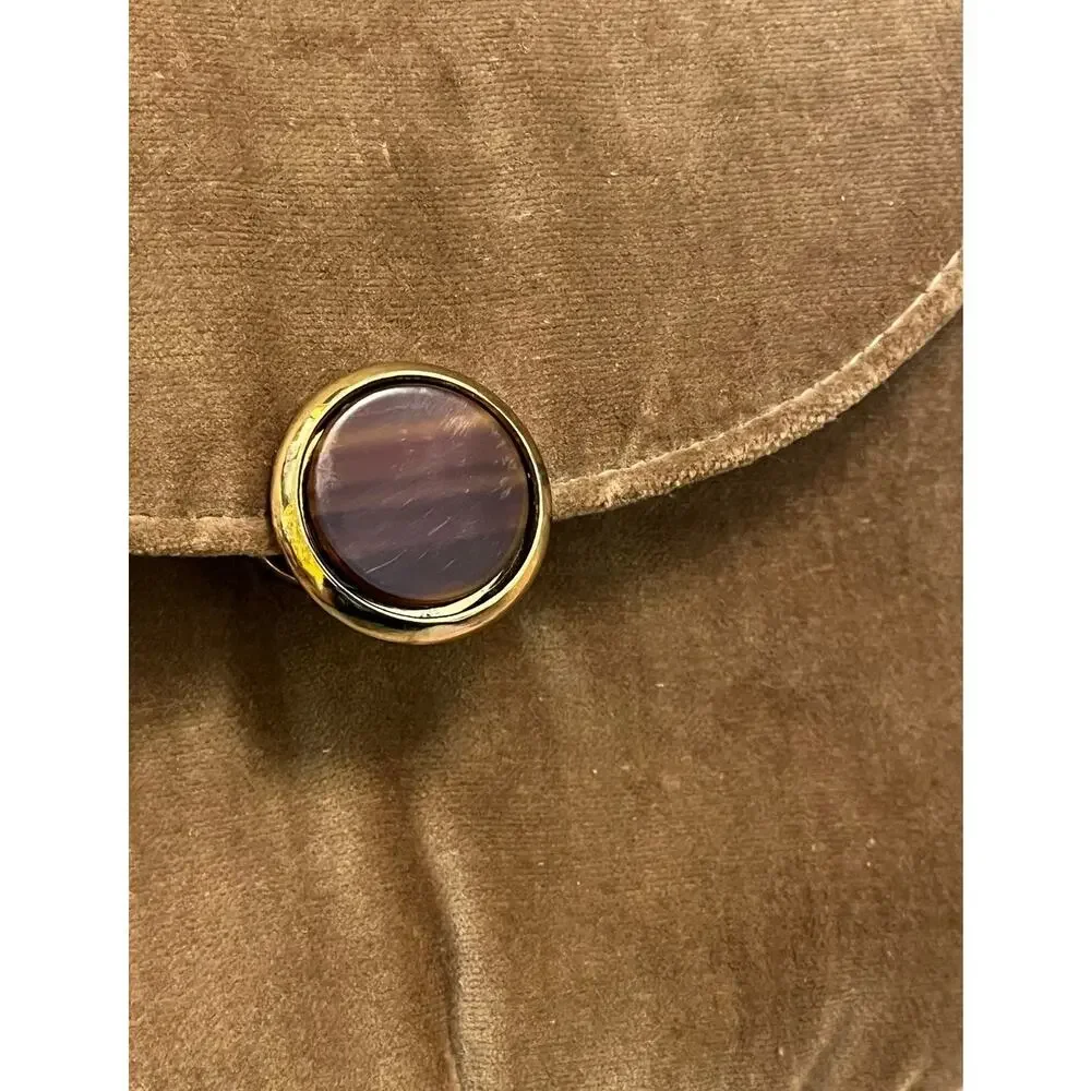 Vintage 1960s HL Harry Levine Small Brown Velvet Handbag Clutch